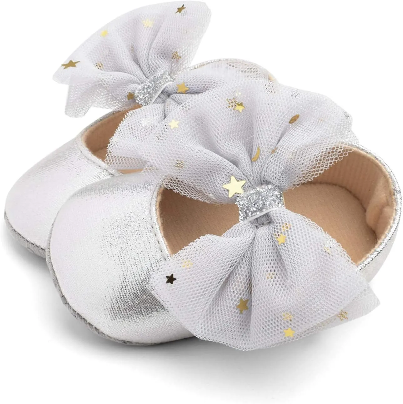 DEESEE(TM)_Home Baby Shoes, Baby Girls Mary Janes Flat Bowknot Rubber Sole First Walker Princess Dress Shoes