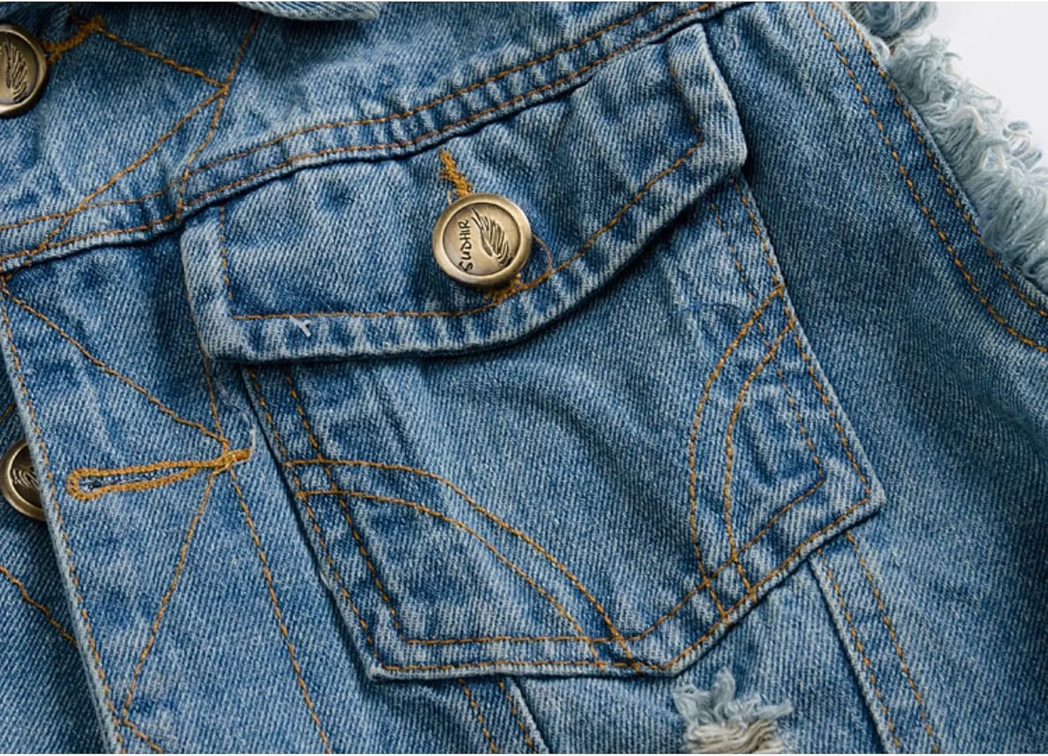 Denim Vest for Men Casual Sleeveless Button Down Denim Jacket Lapel Vintage Trucker Jeans Vests