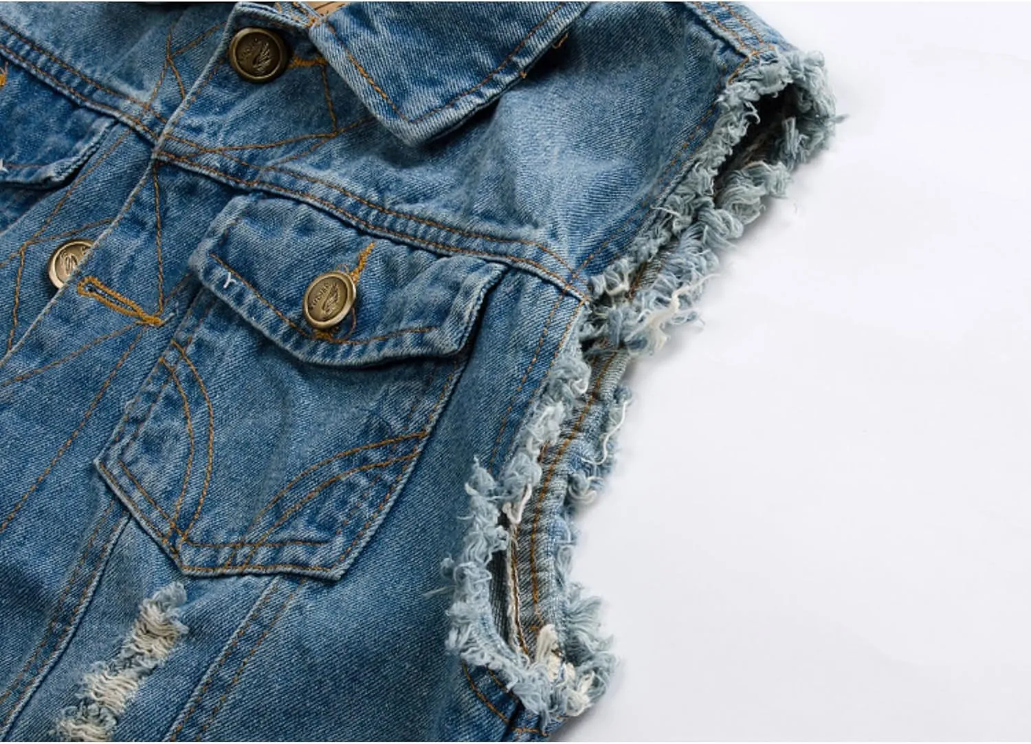 Denim Vest for Men Casual Sleeveless Button Down Denim Jacket Lapel Vintage Trucker Jeans Vests