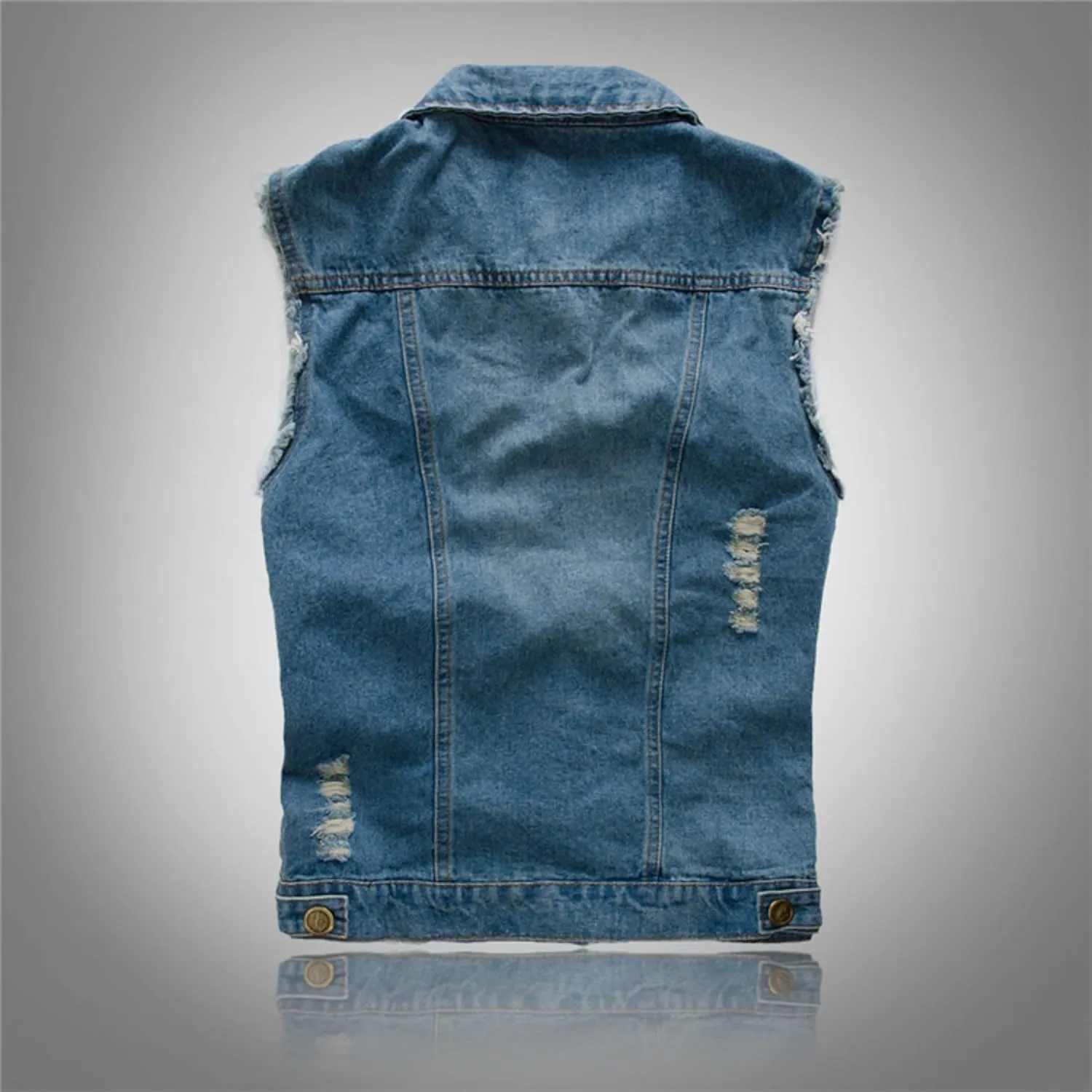 Denim Vest for Men Casual Sleeveless Button Down Denim Jacket Lapel Vintage Trucker Jeans Vests