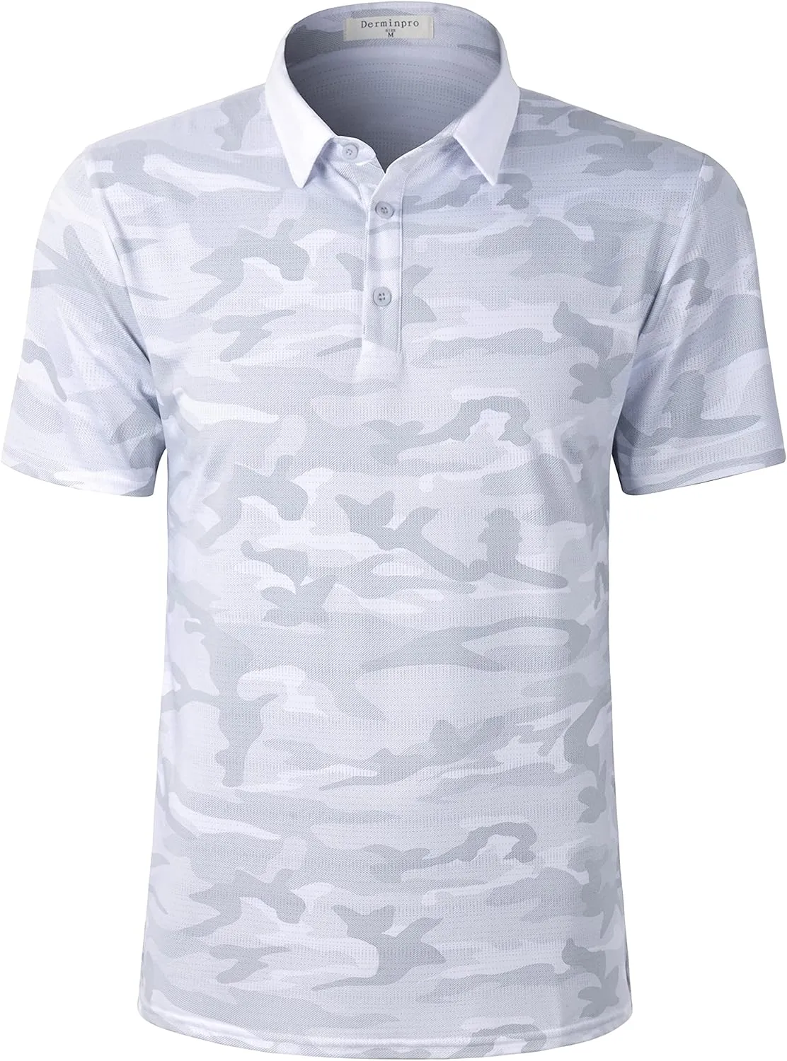 Derminpro Mens Camo Golf Shirts Moisture Wicking Short/Long Sleeve Dry Fit Golf Polos