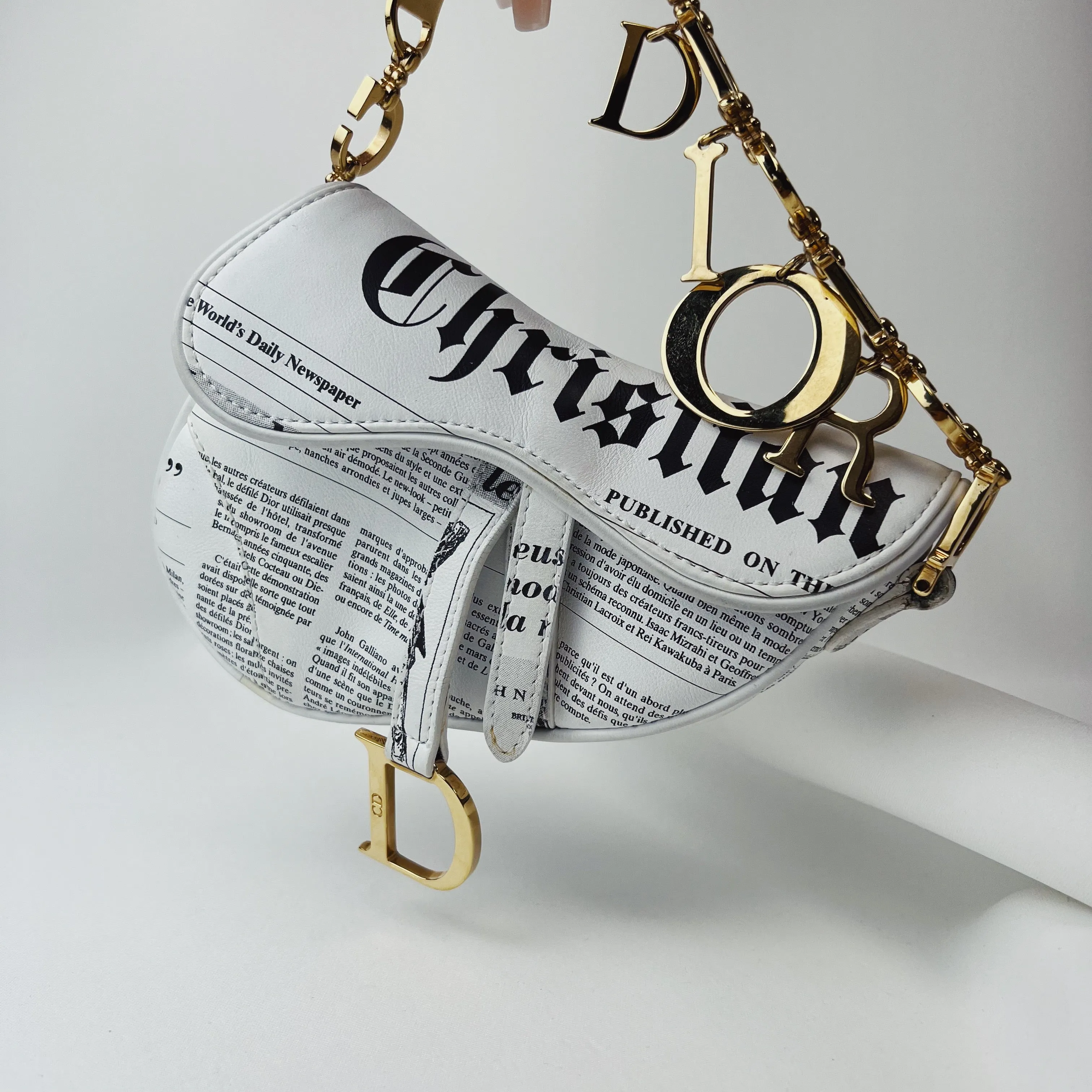 Dior Galliano Newspaper Mini Saddle Bag