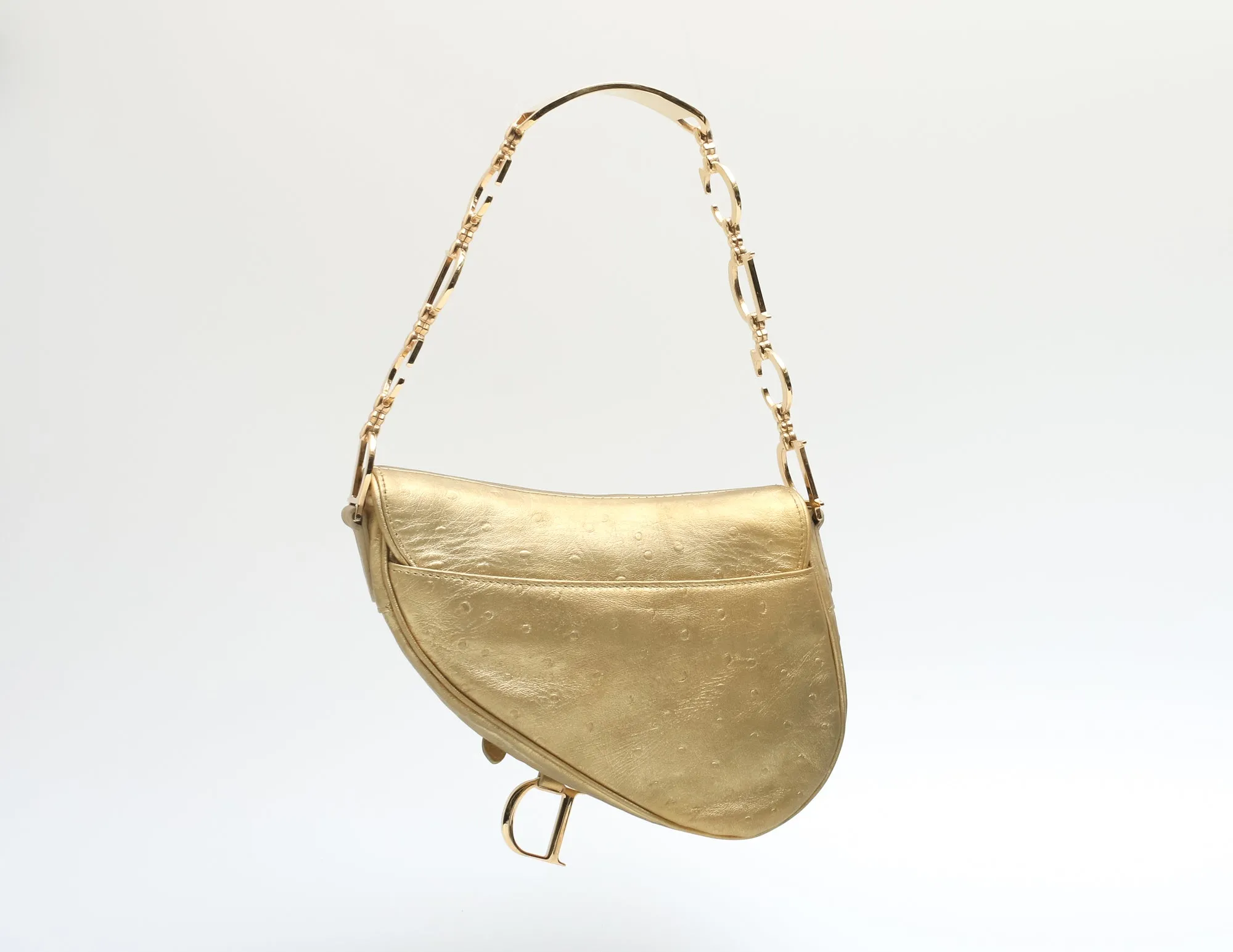 Dior Ostrich Mini Saddle Bag