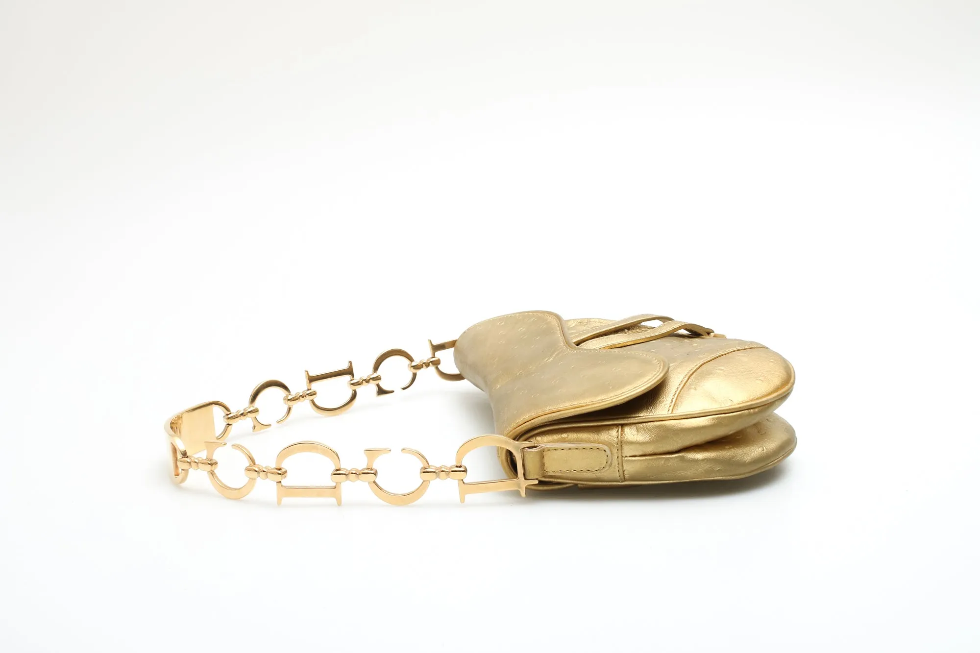 Dior Ostrich Mini Saddle Bag