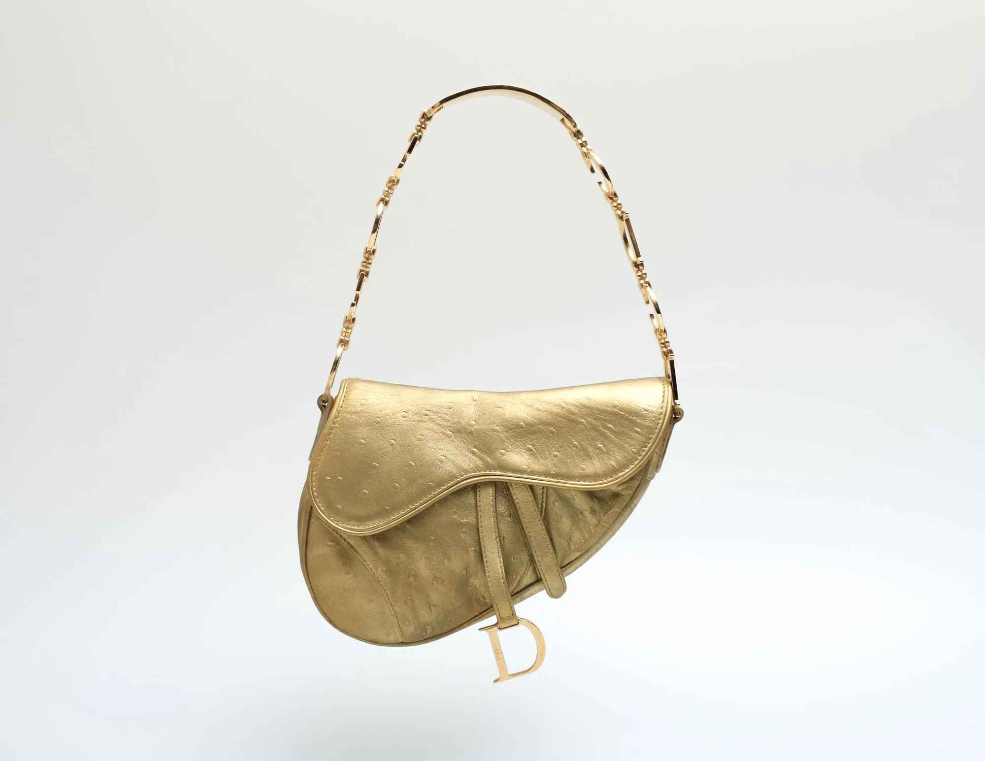 Dior Ostrich Mini Saddle Bag