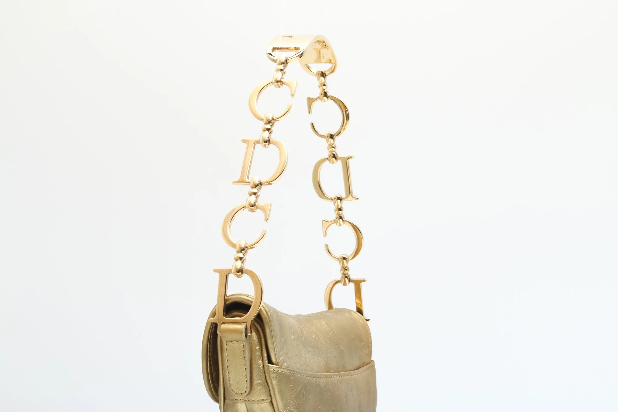 Dior Ostrich Mini Saddle Bag