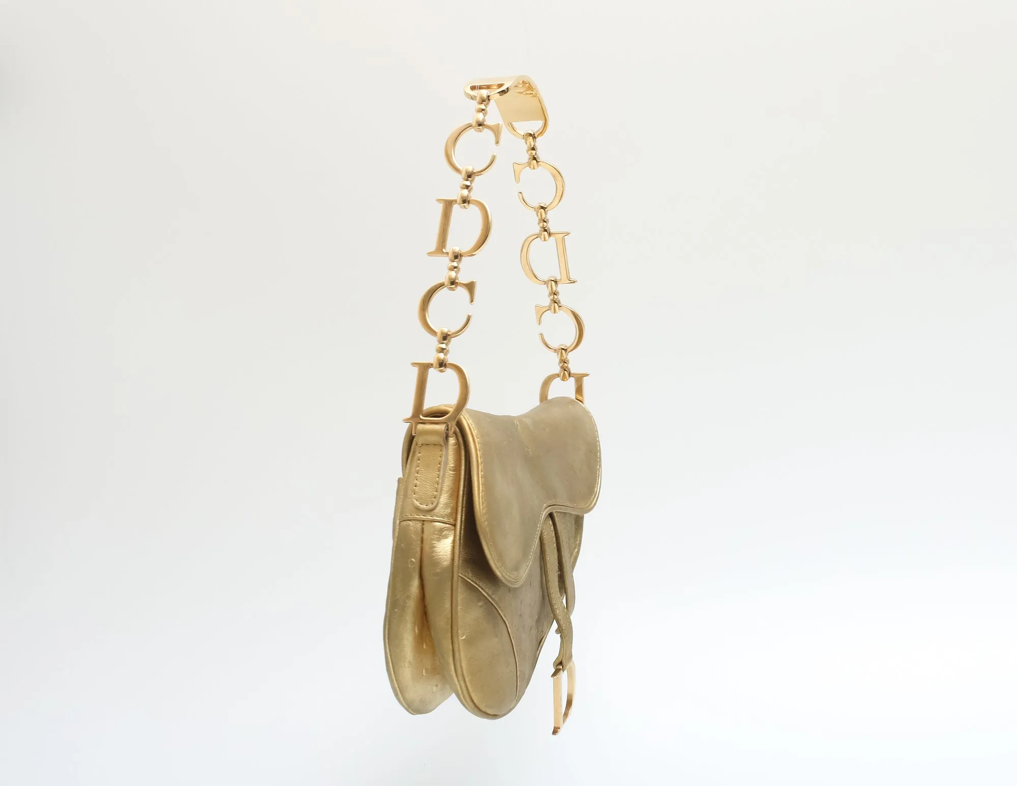Dior Ostrich Mini Saddle Bag