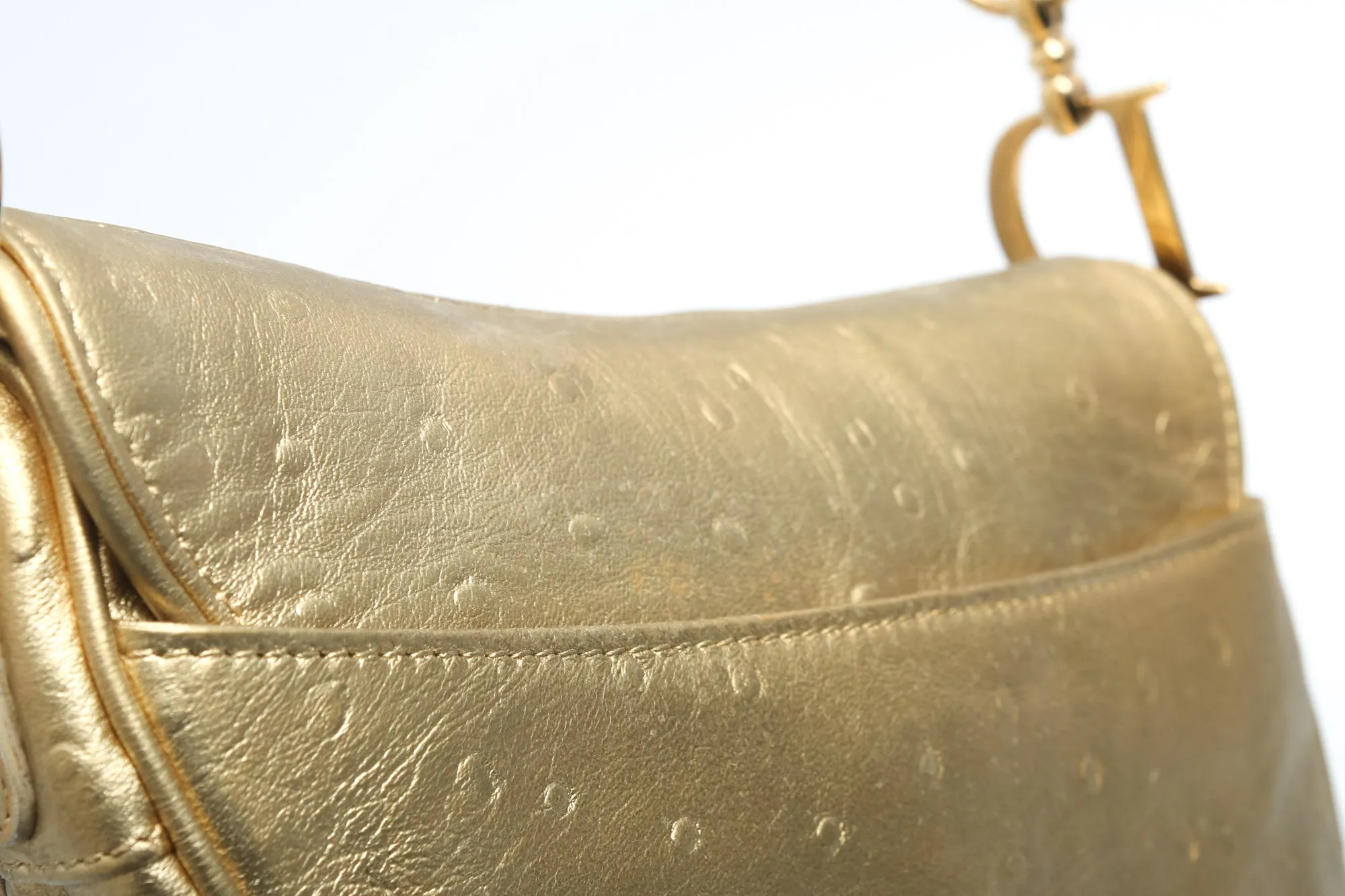 Dior Ostrich Mini Saddle Bag