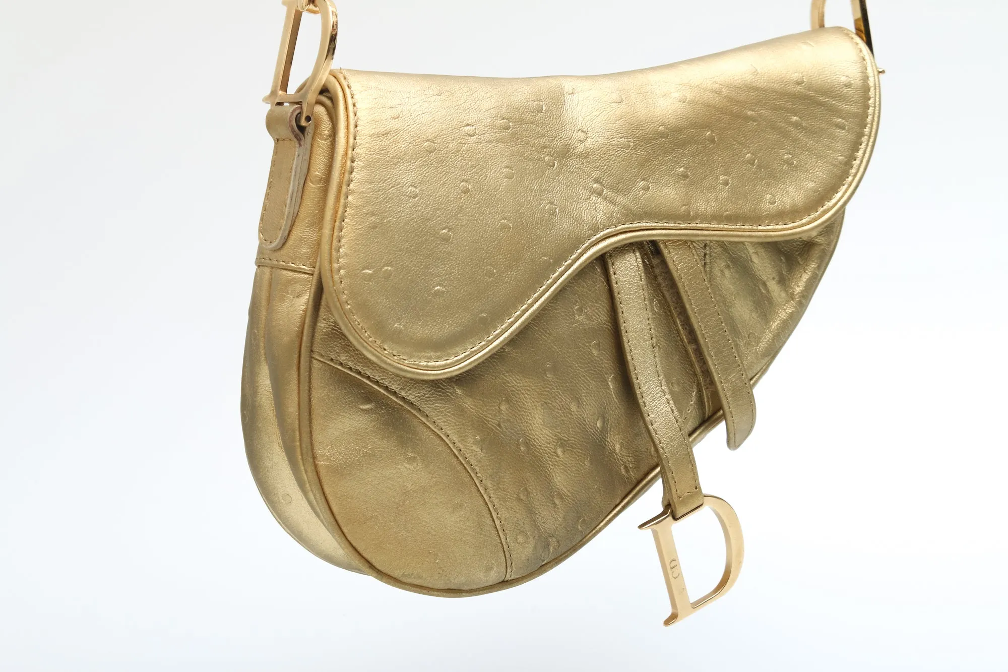 Dior Ostrich Mini Saddle Bag