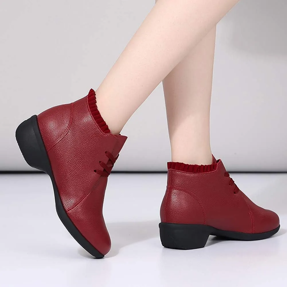 DKZSYIM Women's Leather Boost Dance Sneaker/Modern Jazz Ballroom Performance Dance-Sneakers Sports Shoes,Model YMJ1818