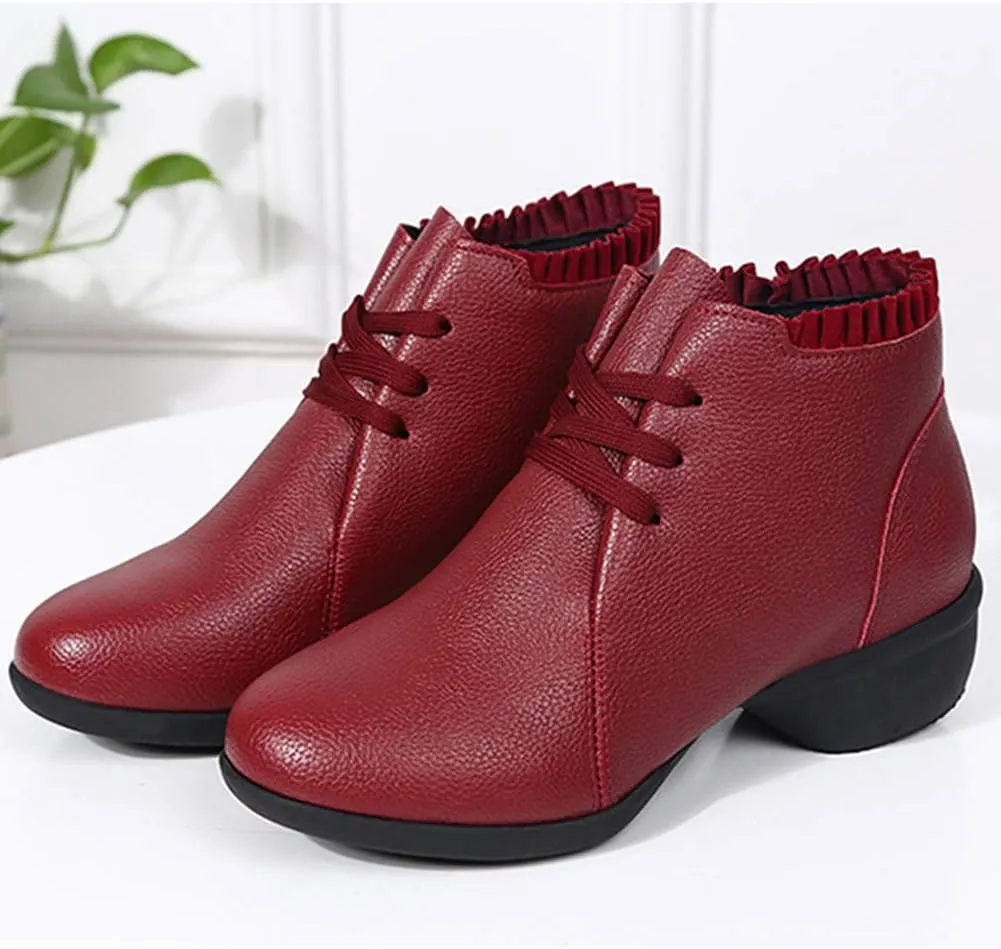 DKZSYIM Women's Leather Boost Dance Sneaker/Modern Jazz Ballroom Performance Dance-Sneakers Sports Shoes,Model YMJ1818