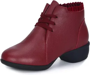 DKZSYIM Women's Leather Boost Dance Sneaker/Modern Jazz Ballroom Performance Dance-Sneakers Sports Shoes,Model YMJ1818