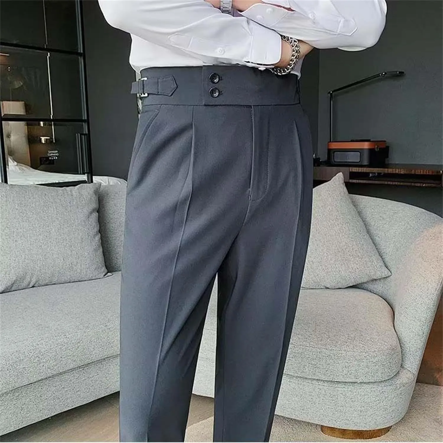 Dress Pants Mens Pants Casual Classic Fit Business Solid Color Straight Comfy Slim Fit Elastic Waist Pant with Pockets