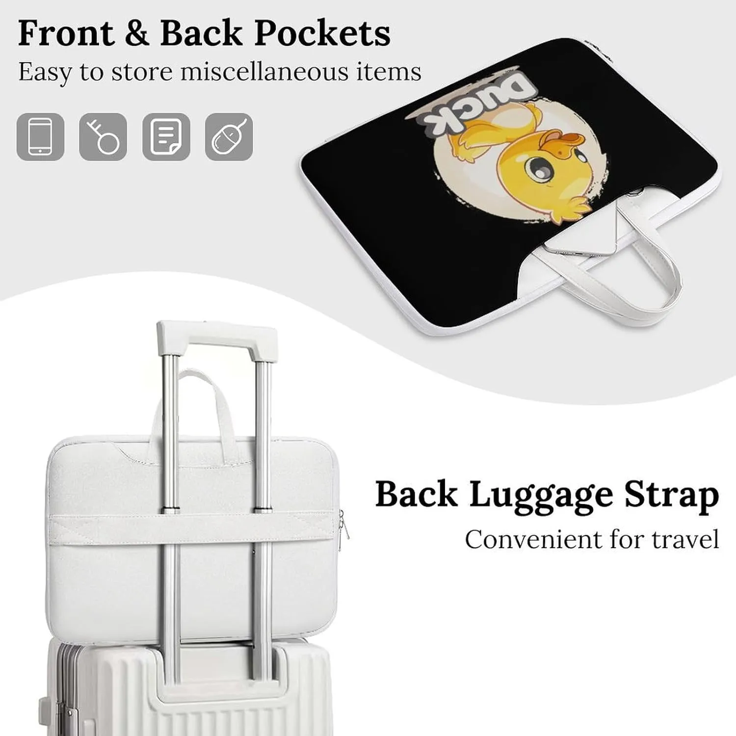 Duck Laptop Tote Bag Waterproof Computer Carrying Case Business Office Briefcase