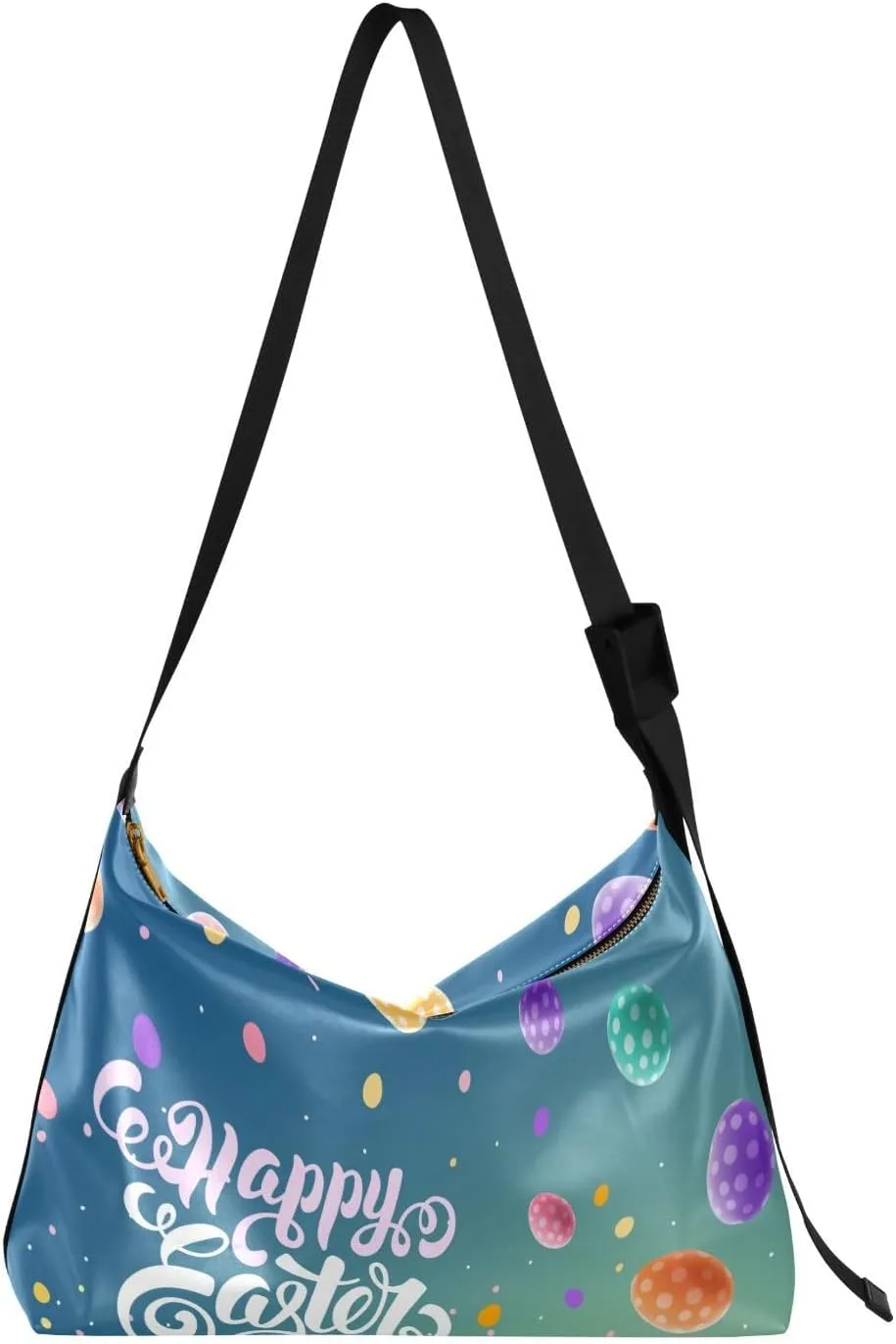 Easter Eggs Painted Hobo Crossbody Bags for Women Leather Large Shoulder Bag Cross Body Trendy Womens Tote Bags Handbag for Travel Shopping