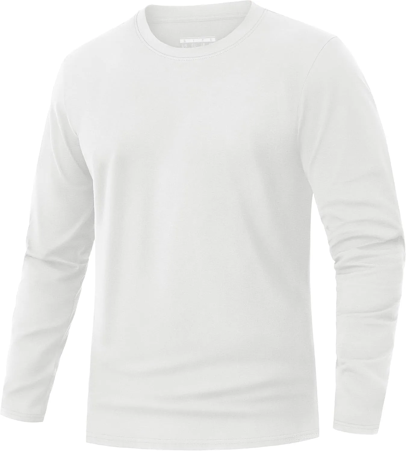 EKLENTSON Men's Cotton Crewneck T-Shirts Long Sleeve Plain Tee Moisture Wicking Casual Tshirts Solid Color