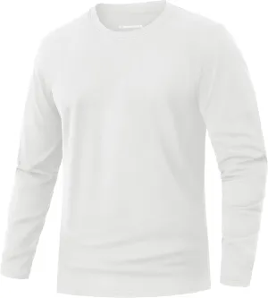 EKLENTSON Men's Cotton Crewneck T-Shirts Long Sleeve Plain Tee Moisture Wicking Casual Tshirts Solid Color