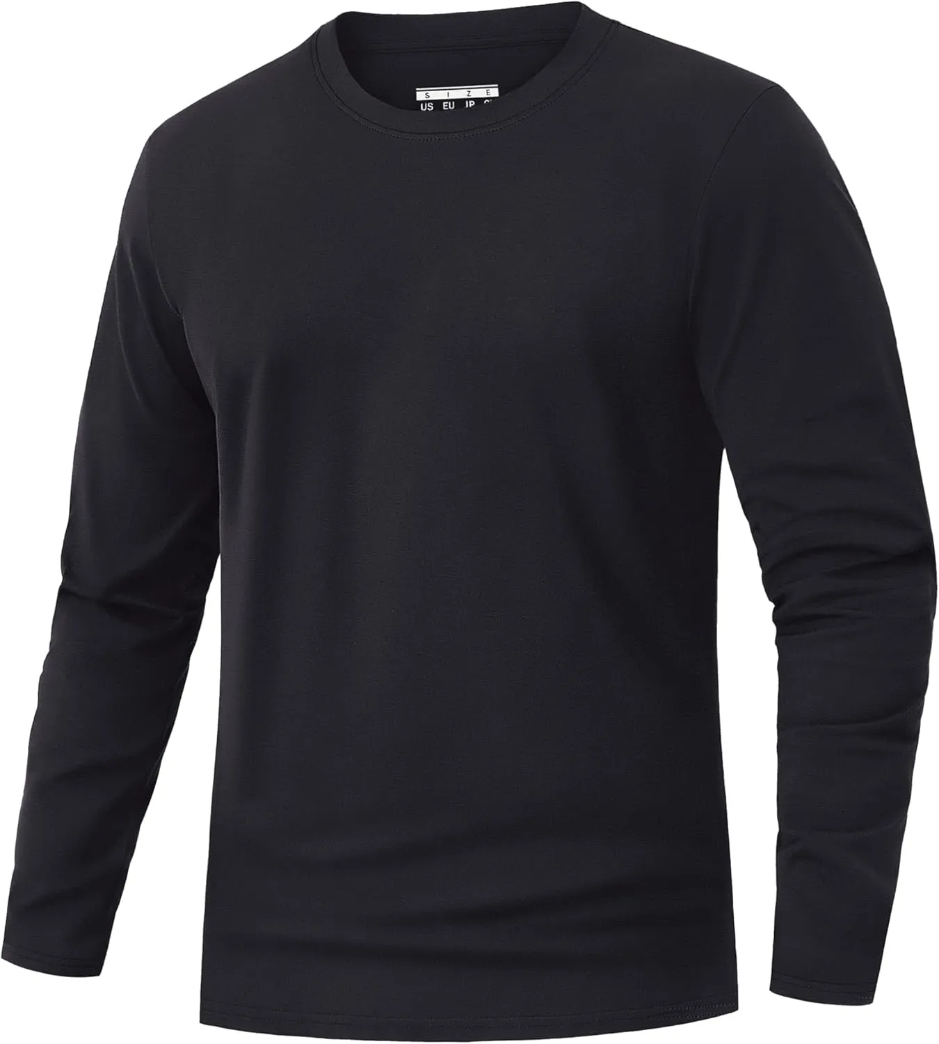 EKLENTSON Men's Cotton Crewneck T-Shirts Long Sleeve Plain Tee Moisture Wicking Casual Tshirts Solid Color