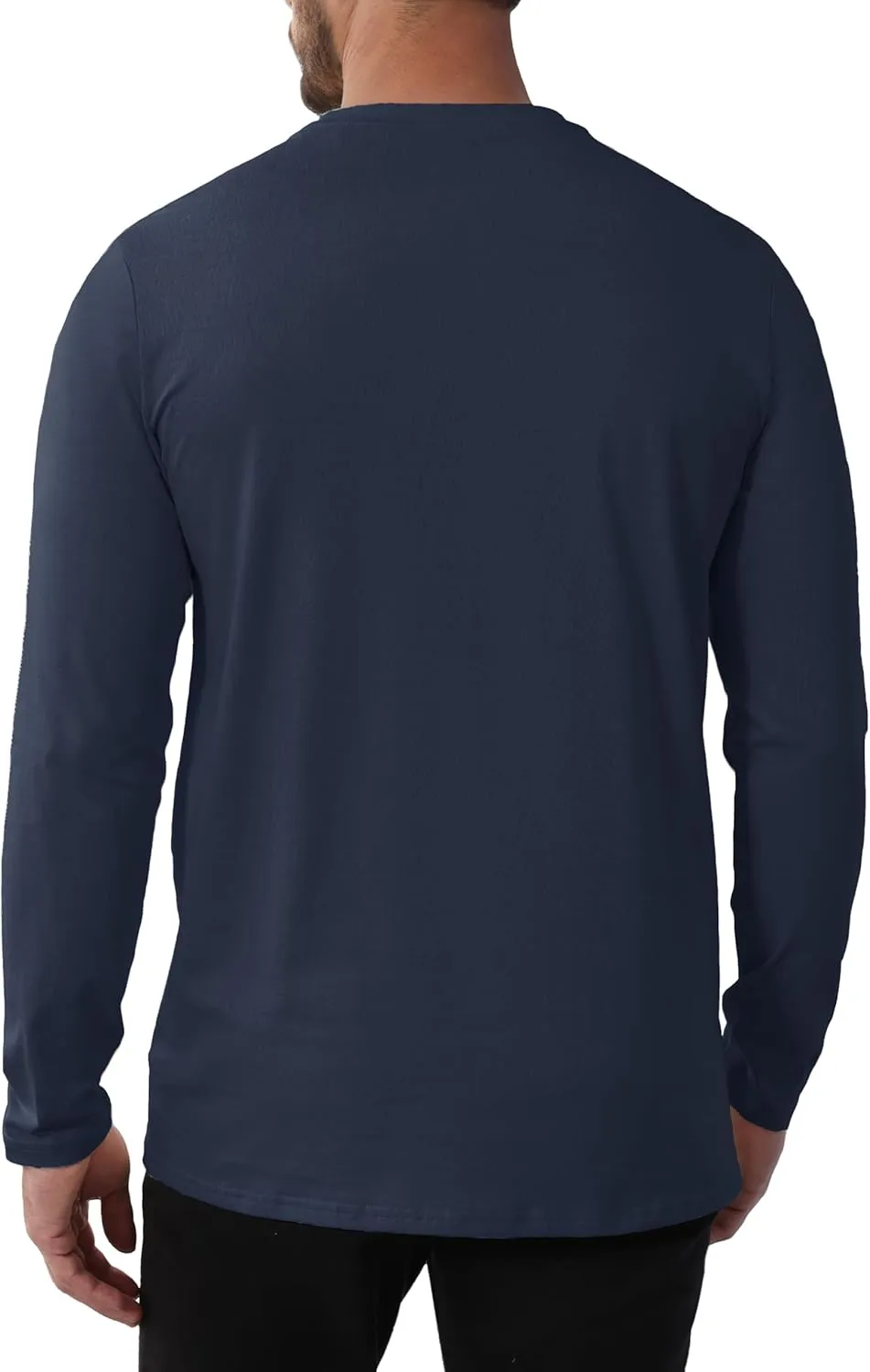 EKLENTSON Men's Cotton Crewneck T-Shirts Long Sleeve Plain Tee Moisture Wicking Casual Tshirts Solid Color