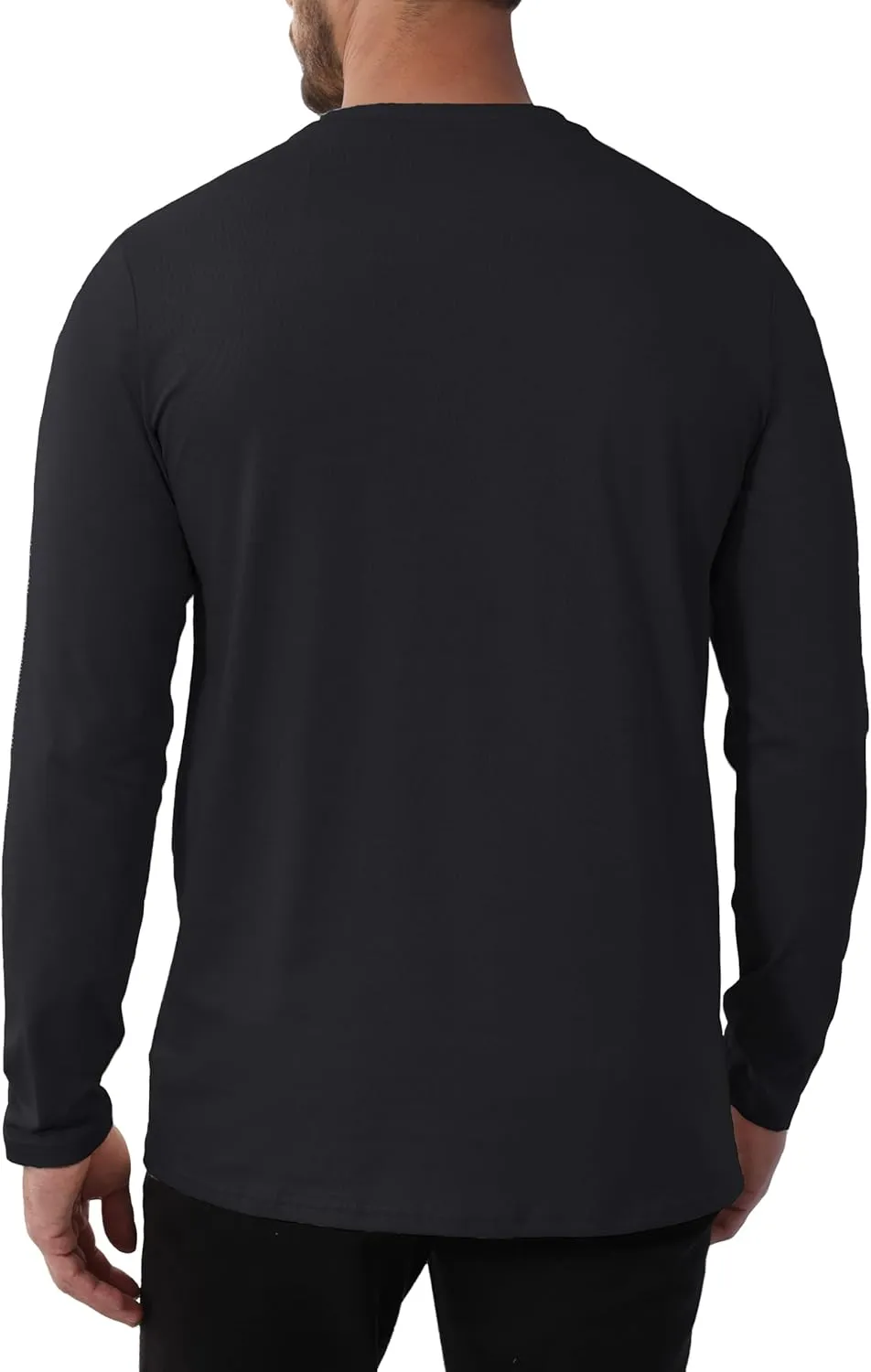 EKLENTSON Men's Cotton Crewneck T-Shirts Long Sleeve Plain Tee Moisture Wicking Casual Tshirts Solid Color