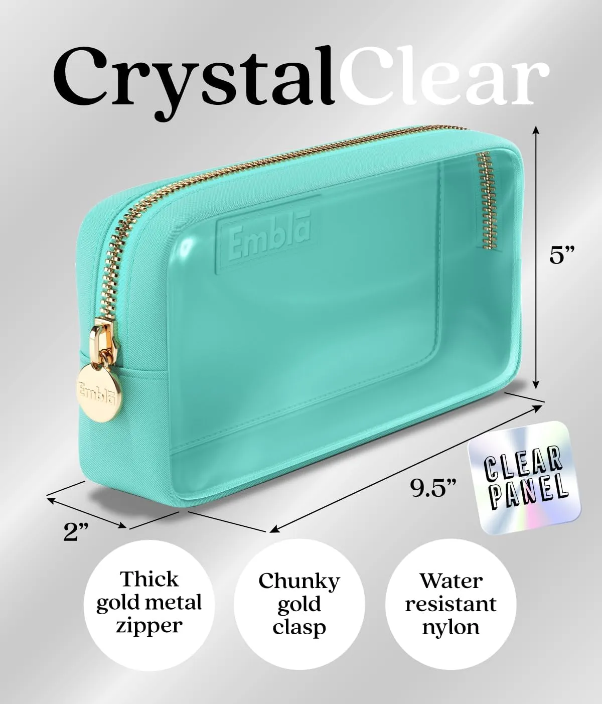 Embla Clear Cosmetic Bag Makeup Case, Clear Zipper Make Up Pouch and Toiletry Travel Tote, Cute Skincare Pouches for Women Girls, Preppy Purse Cosmetic Organizer, Small Makeup Bags, Cotton Candy