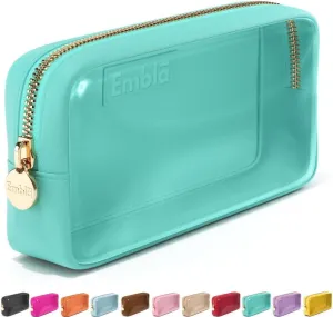 Embla Clear Cosmetic Bag Makeup Case, Clear Zipper Make Up Pouch and Toiletry Travel Tote, Cute Skincare Pouches for Women Girls, Preppy Purse Cosmetic Organizer, Small Makeup Bags, Cotton Candy