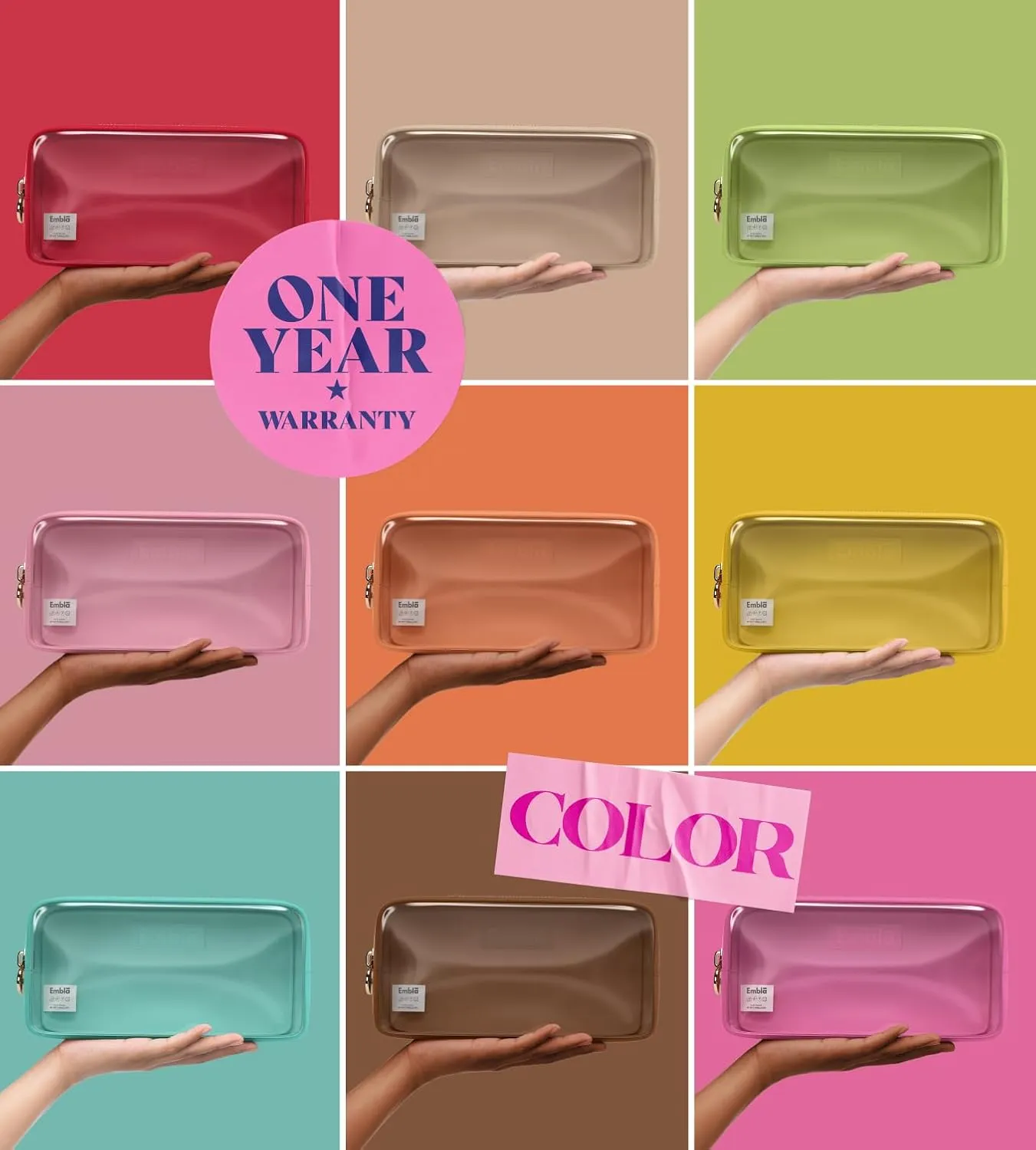 Embla Clear Cosmetic Bag Makeup Case, Clear Zipper Make Up Pouch and Toiletry Travel Tote, Cute Skincare Pouches for Women Girls, Preppy Purse Cosmetic Organizer, Small Makeup Bags, Cotton Candy