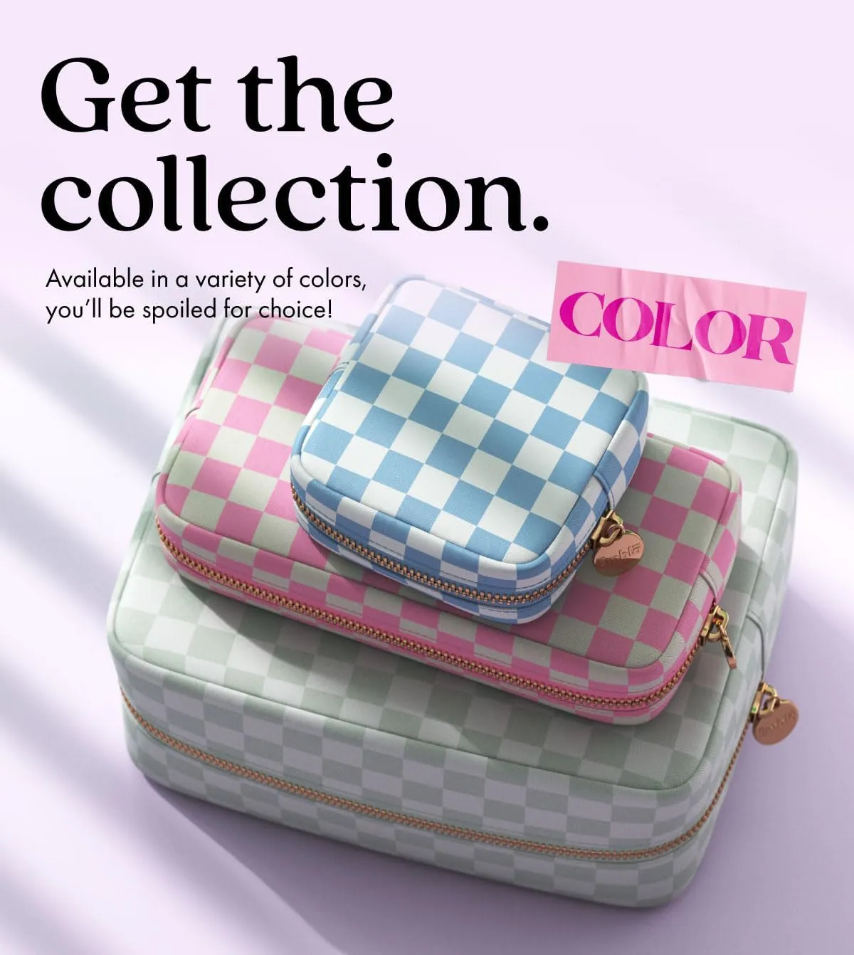 Embla Makeup Bag Travel Cosmetic Bag, Toiletry Bag, Cute Makeup Organizer, Nylon Zipper Pouch Purse Storage Bag Cosmetics Organizer, Womens Make Up Bag Mini Makeup Bags (Sky Checkered)