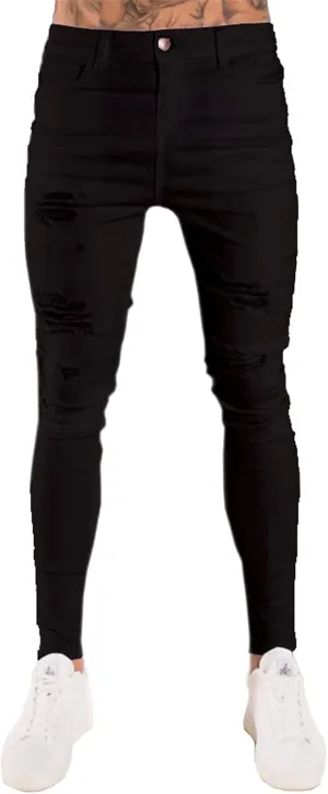 evzosrz Mens Ripped Skinny Jeans Stretchy Slim Fit Stretch Distressed Moto Biker Jeans Hip hop Tapered Leg Pants for Men