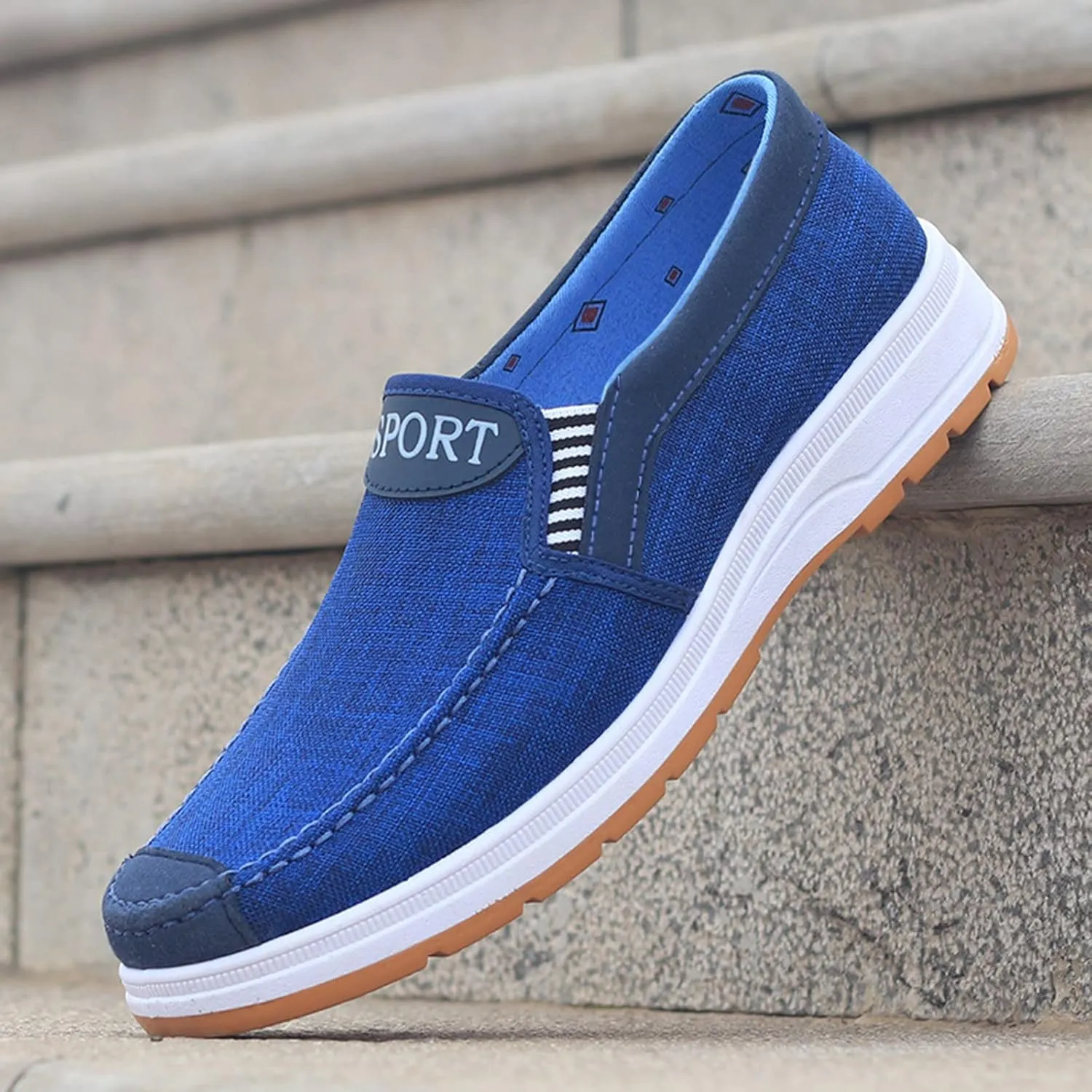 Fashion All Season Men Casual Shoes Flat Round Toe Non Slip Cloth Upper Comfortable Mens Casual Shoes