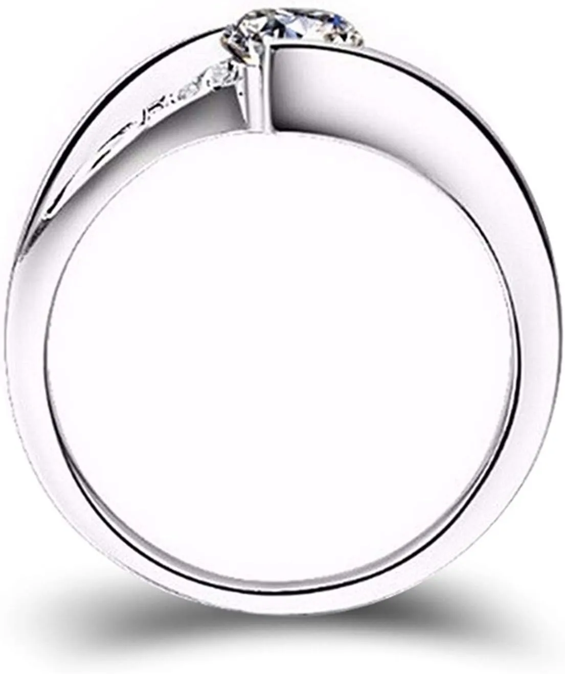 FashionGold Plated Silver Wedding Promise Ring for Her,Adjustable Cubic Zirconia Open Rings Valentine's Day Jewelry