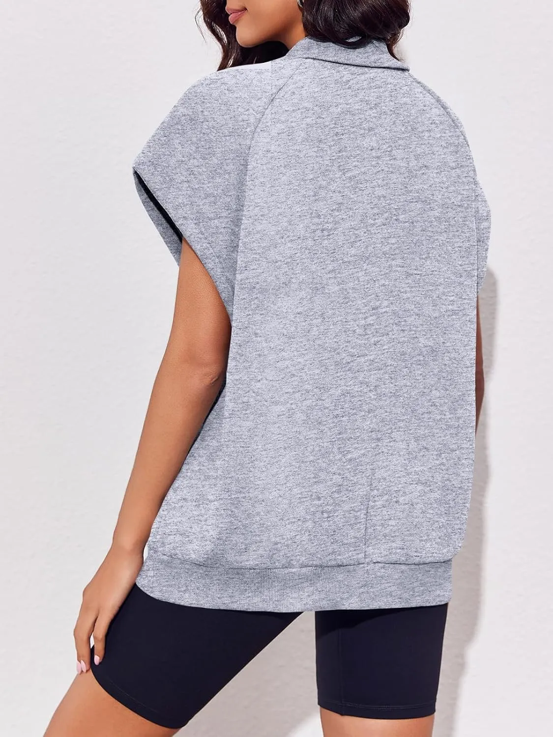 Fisoew Womens Oversized Zip Up Sweatshirts Warm Fleece Vests Fall Casual Sleeveless Jackets with Pockets