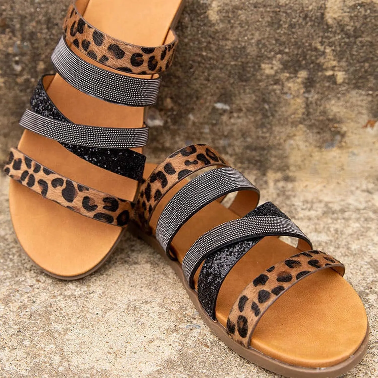 Flat Sandals for Women Dressy Slip On Slides Slippers Strappy Open Toe Comfortable Sandals Casual Beach Walking Shoes