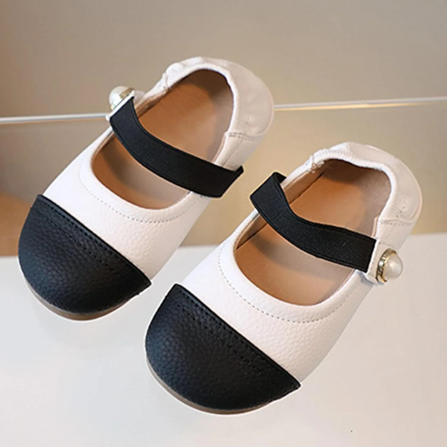Flower Girls Color Block Dress Shoes Ballet Flat Mary Jane School niform Shoes for Birthday Pary Wedding