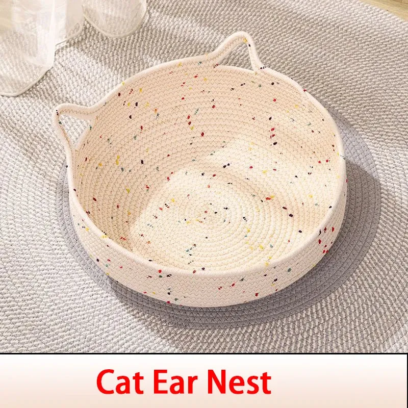 Four Seasons Cat Bed Woven Removable Upholstery Sleeping House Grinding Claws Dirty Resistant Washable Pet Supplies Accessories