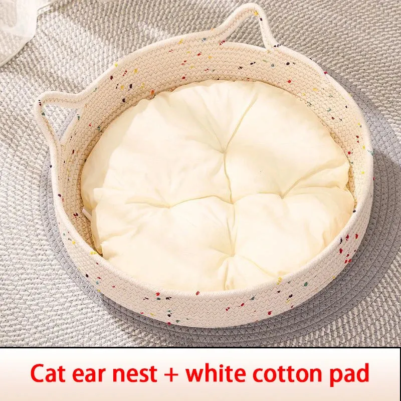 Four Seasons Cat Bed Woven Removable Upholstery Sleeping House Grinding Claws Dirty Resistant Washable Pet Supplies Accessories