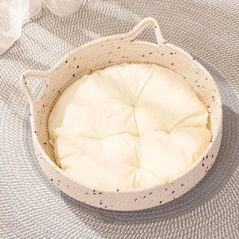Four Seasons Cat Bed Woven Removable Upholstery Sleeping House Grinding Claws Dirty Resistant Washable Pet Supplies Accessories