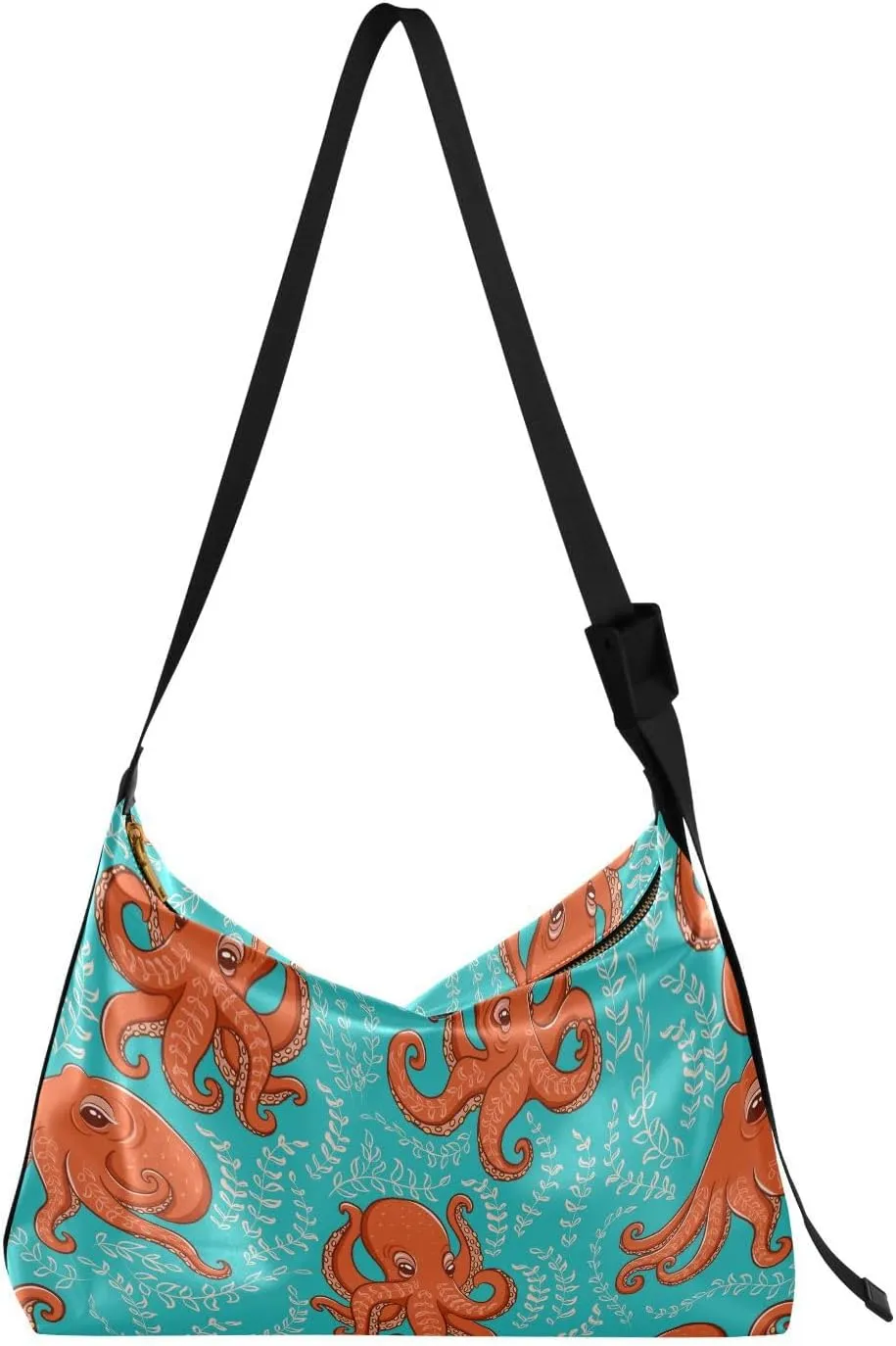 Fun Orange Octopus Hobo Crossbody Bags for Women Leather Large Shoulder Bag Cross Body Trendy Womens Tote Bags Handbag for Travel Shopping