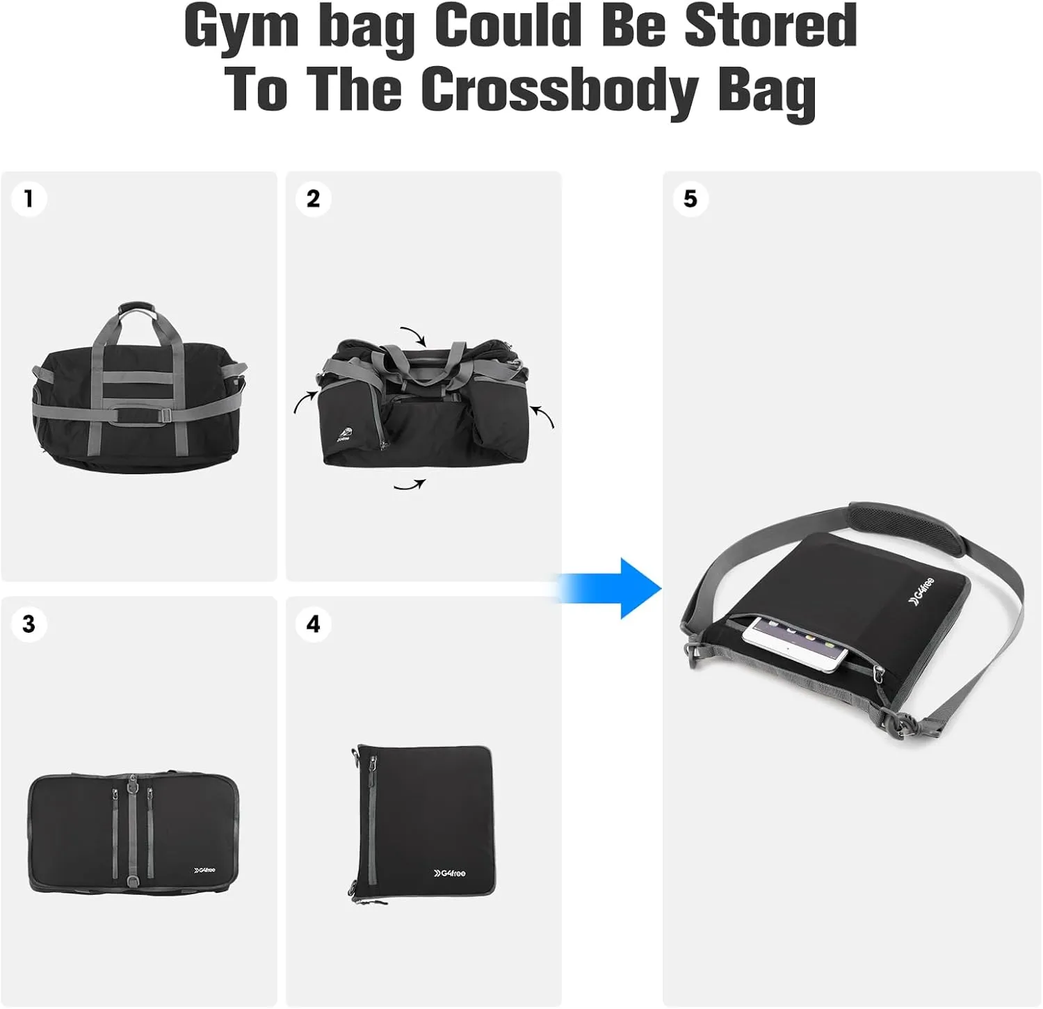 G4Free 65L Foldable Duffle Bag with Shoe Compartment for Travel Large Overnight Carry On Duffel Bag Packable for Men