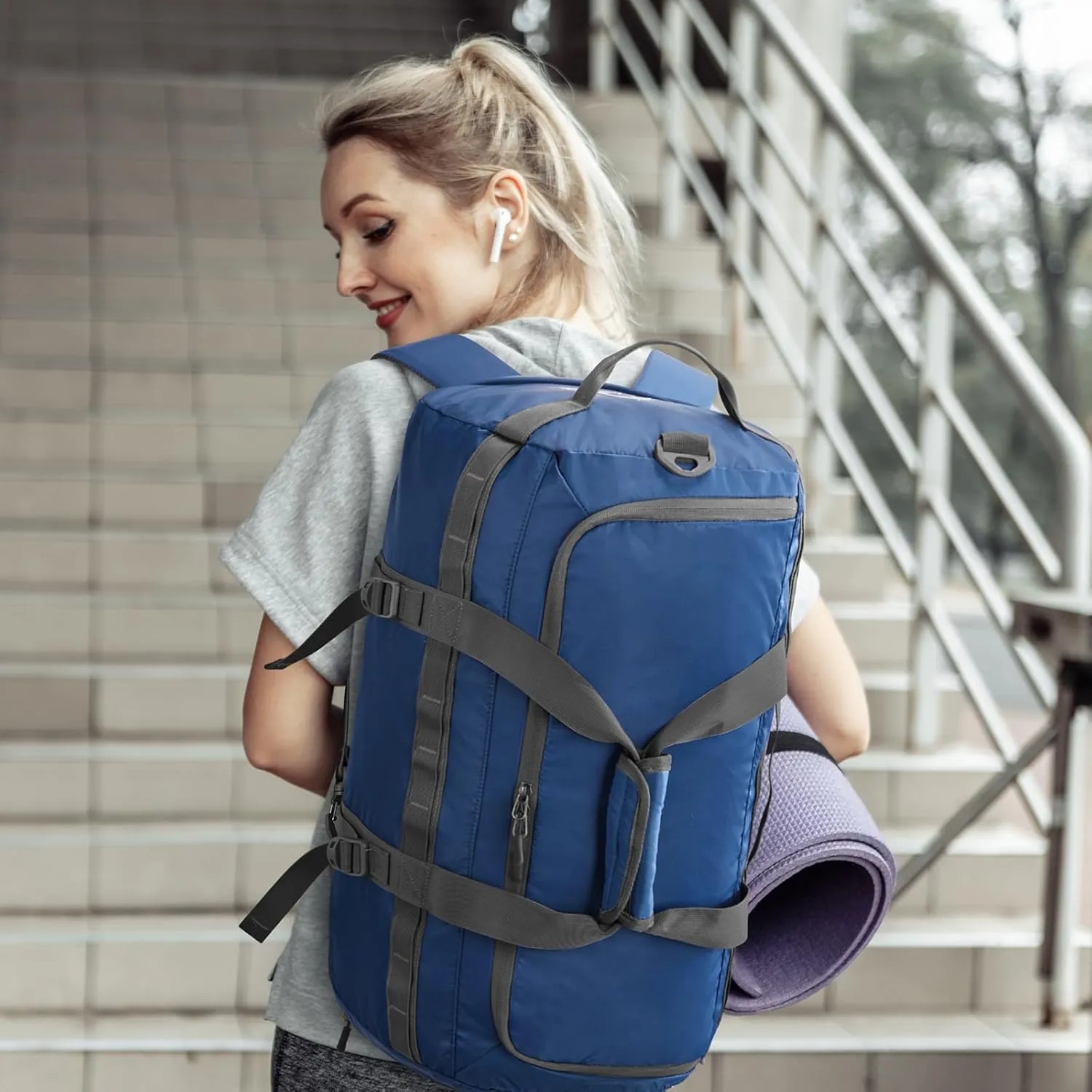 G4Free Gym Bag for Women Men 45L Duffle Backpack with Shoe Compartment Water Resistant Travel Weekender Bag