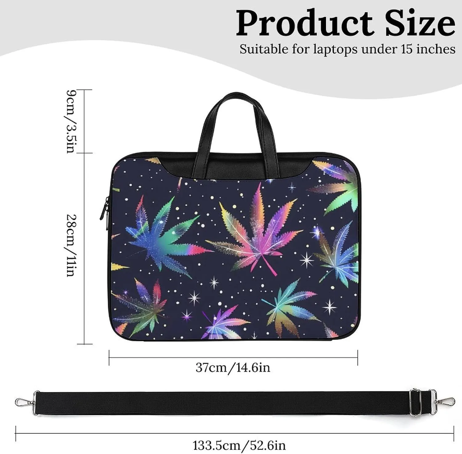 Galaxy Weed Leaves Laptop Tote Bag Waterproof Computer Carrying Case Business Office Briefcase