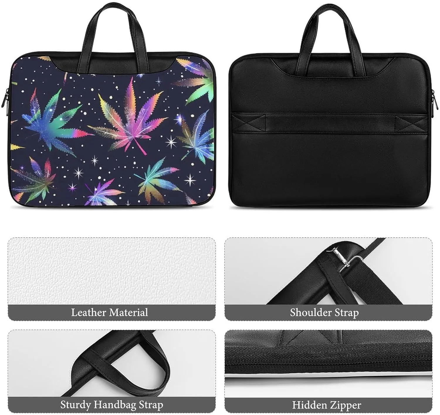 Galaxy Weed Leaves Laptop Tote Bag Waterproof Computer Carrying Case Business Office Briefcase