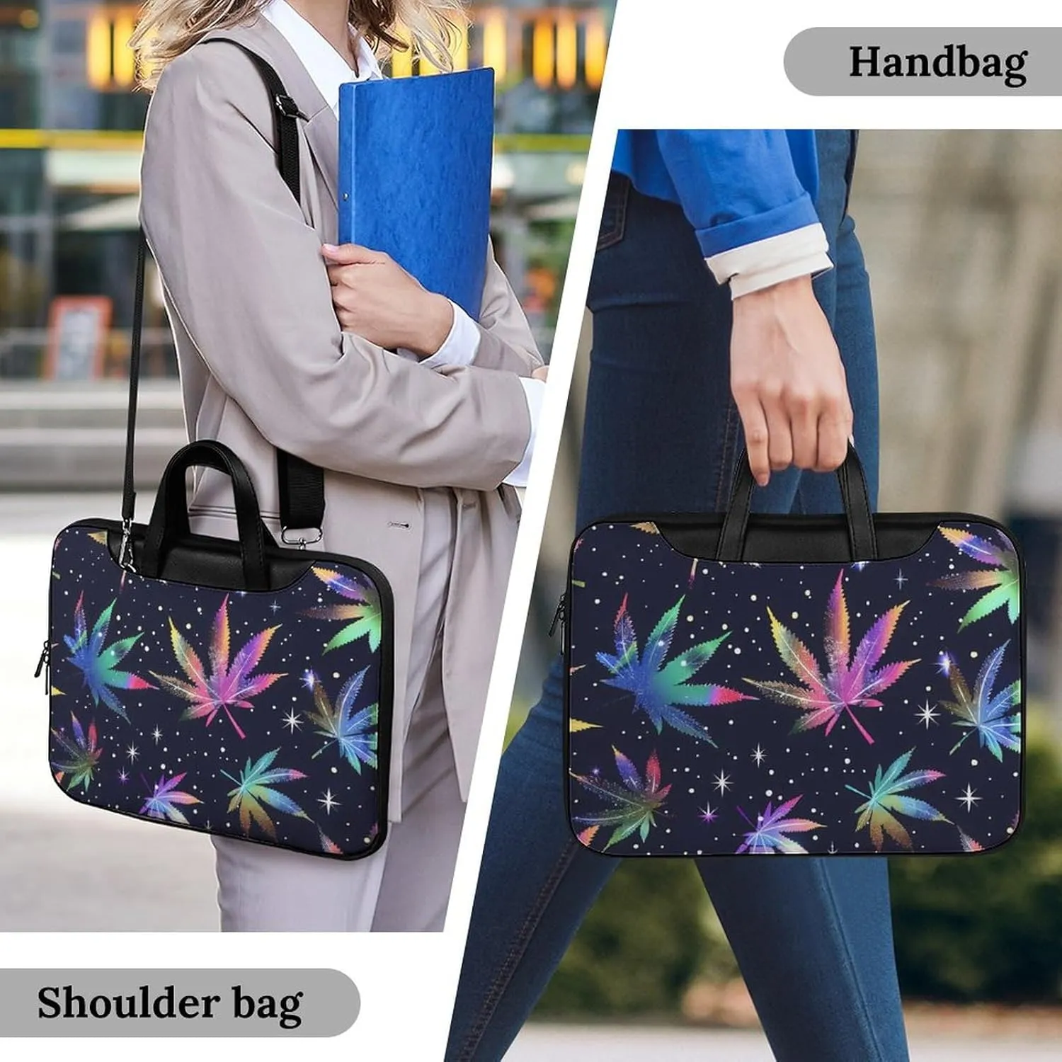 Galaxy Weed Leaves Laptop Tote Bag Waterproof Computer Carrying Case Business Office Briefcase