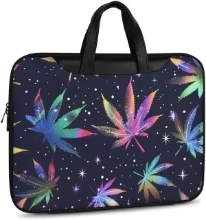 Galaxy Weed Leaves Laptop Tote Bag Waterproof Computer Carrying Case Business Office Briefcase