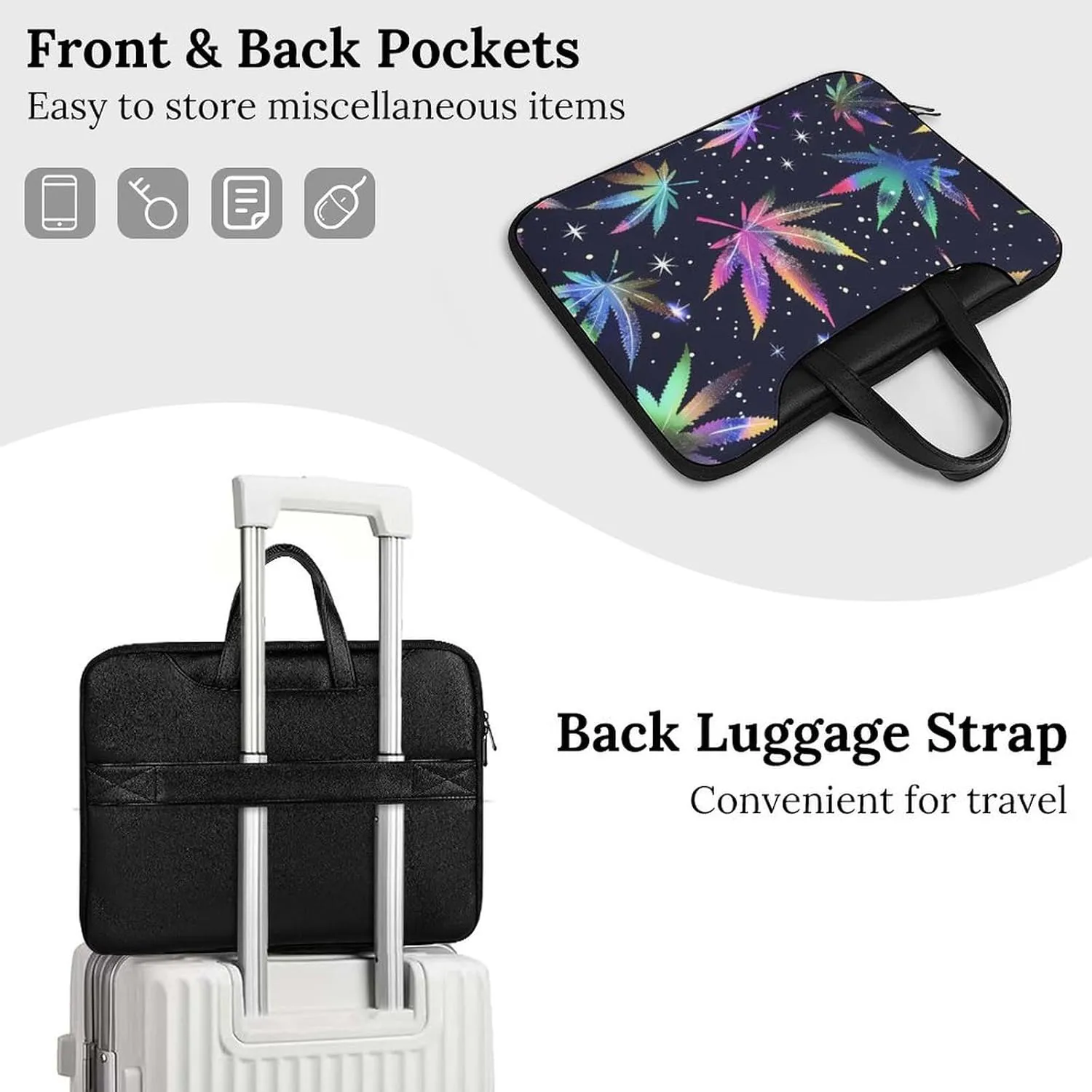Galaxy Weed Leaves Laptop Tote Bag Waterproof Computer Carrying Case Business Office Briefcase