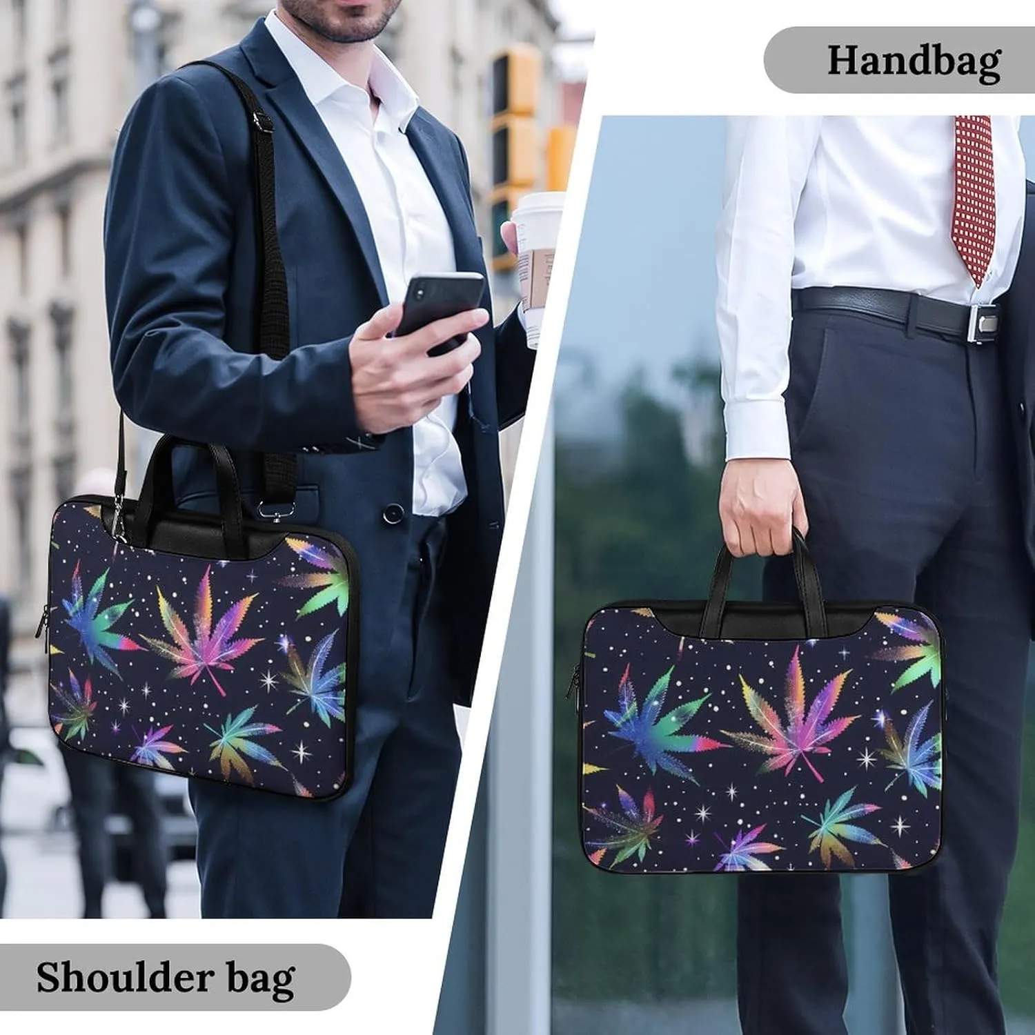 Galaxy Weed Leaves Laptop Tote Bag Waterproof Computer Carrying Case Business Office Briefcase