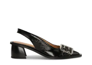 Ganni Black Feminine Buckle Slingback Pumps