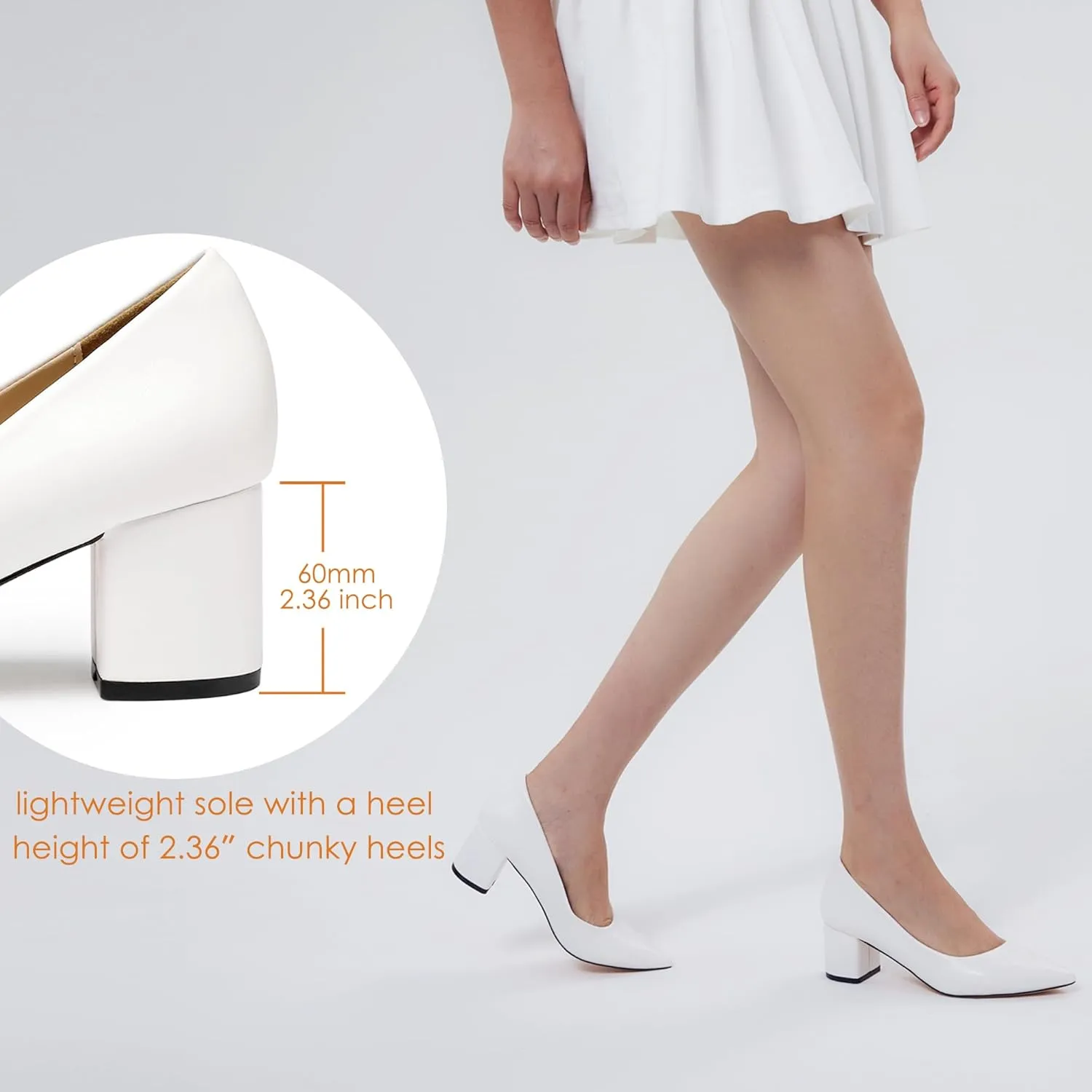 GENSHUO Women's Closed Toe Heels Low Chunky Block Dress Pumps Shoes Comfortable Slip On Pointed Toe Heel Work Wedding Office Evening Walking Party