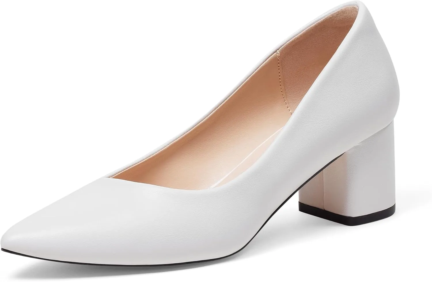GENSHUO Women's Closed Toe Heels Low Chunky Block Dress Pumps Shoes Comfortable Slip On Pointed Toe Heel Work Wedding Office Evening Walking Party