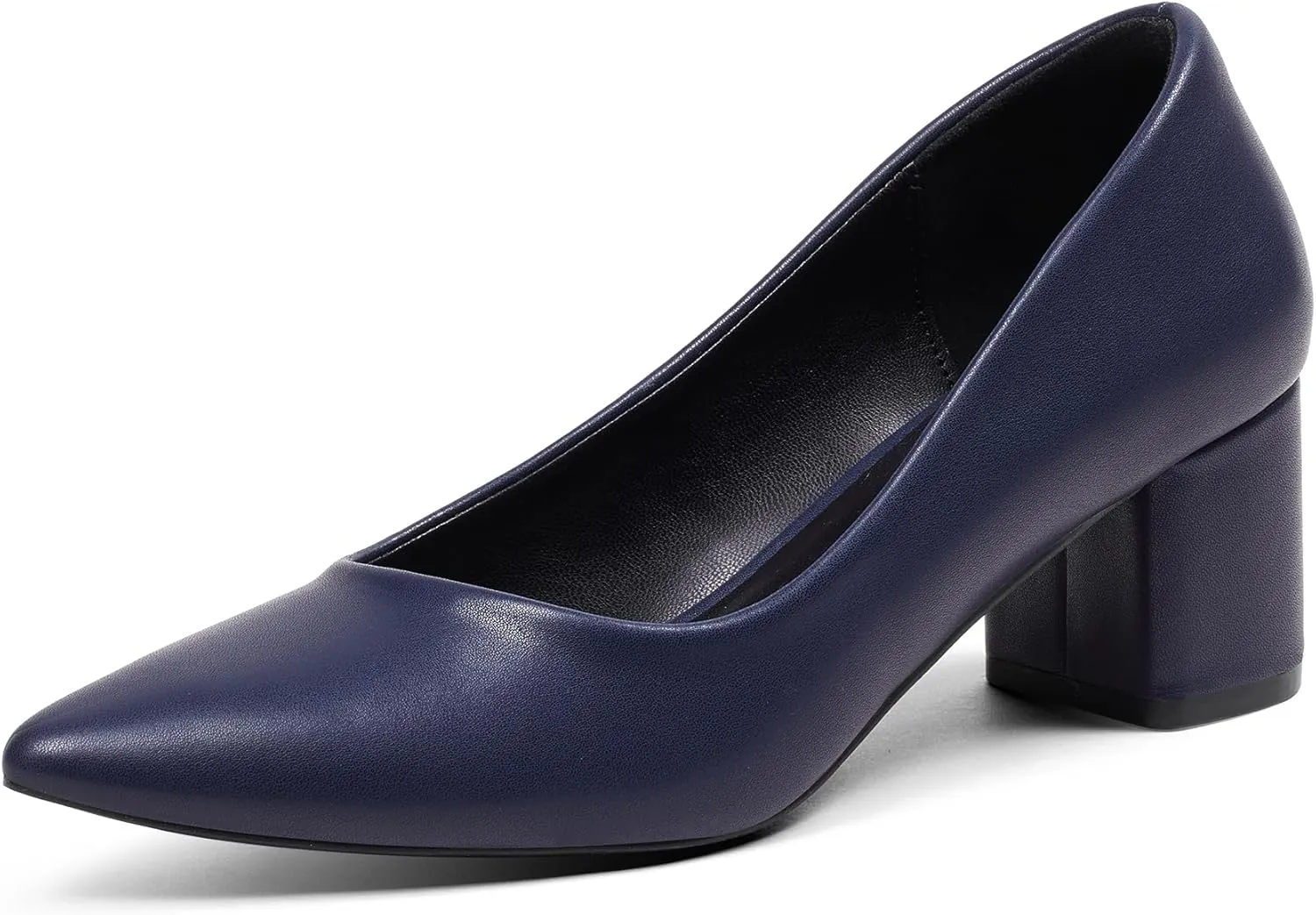 GENSHUO Women's Closed Toe Heels Low Chunky Block Dress Pumps Shoes Comfortable Slip On Pointed Toe Heel Work Wedding Office Evening Walking Party